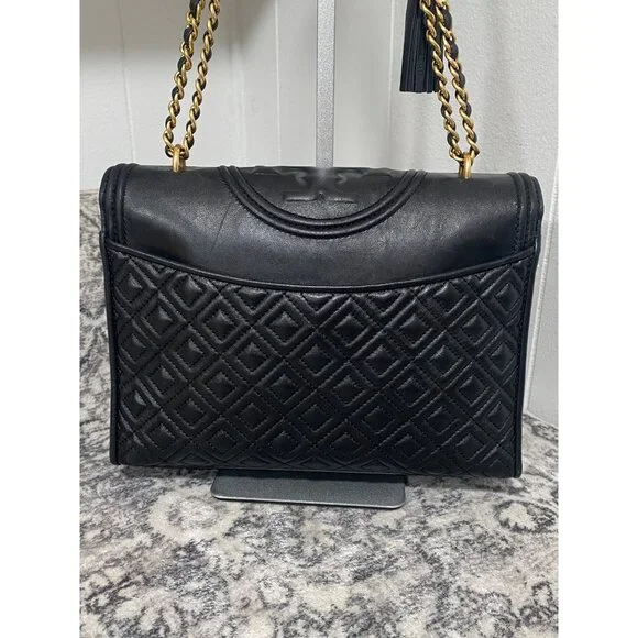 Tory Burch Fleming Convertible Shoulder Bag in Black Leather - Picture 5 of 8